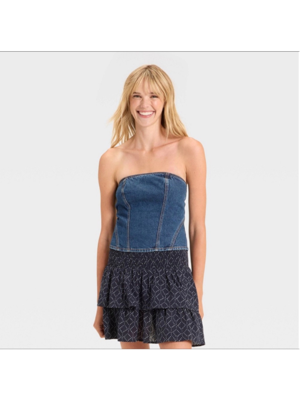 Women’s Denim Corset Tube Top - Universal Thread™ Dark Wash 14 NWT